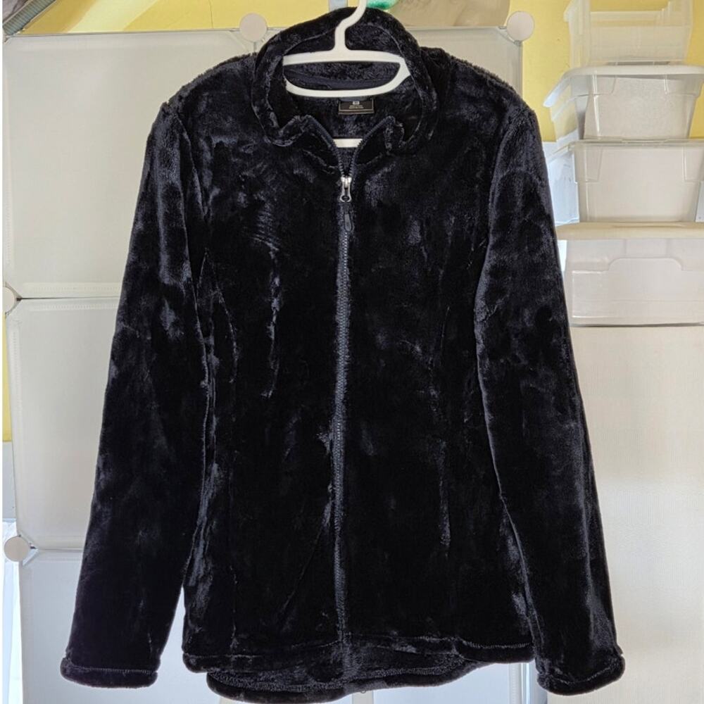 Luxe Faux Fur Full Zip Stand Collar Jacket Uncommon Color M NWOT measurements